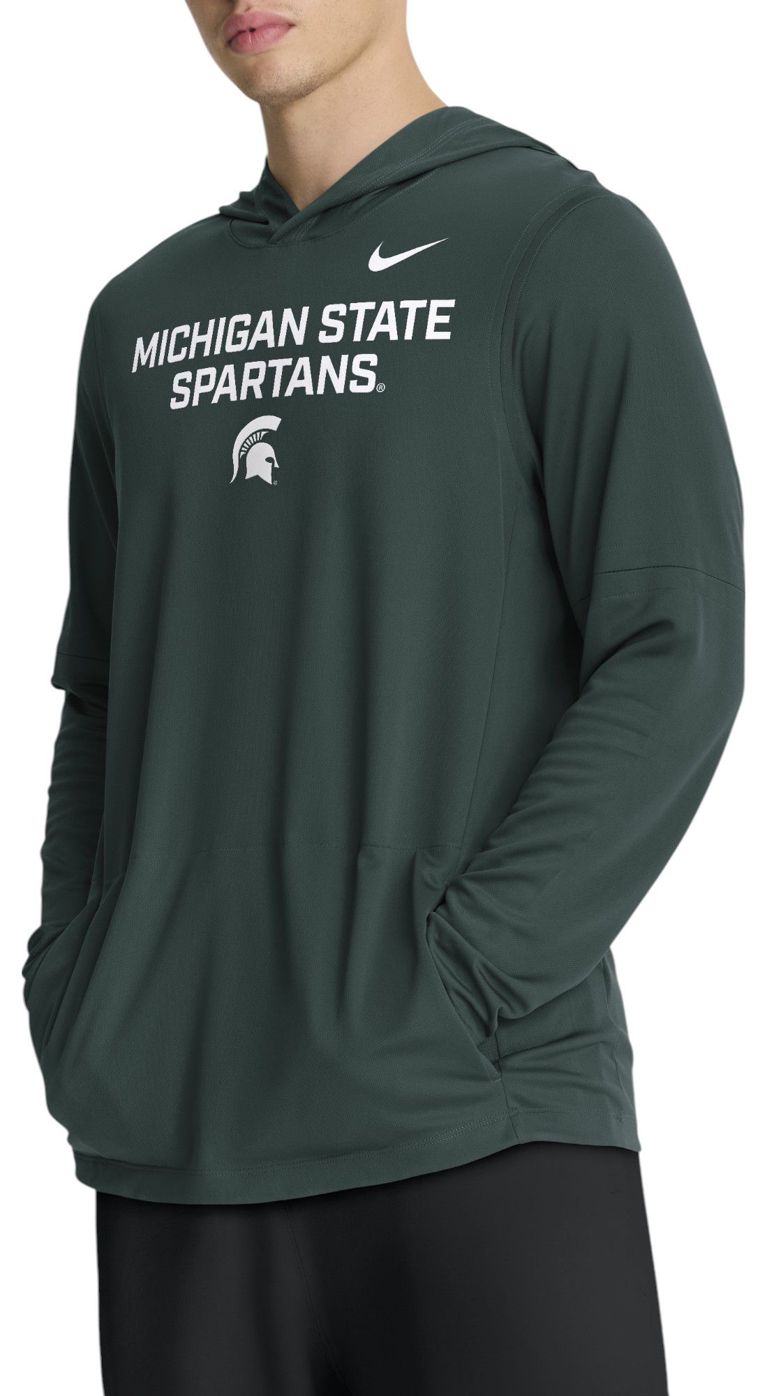 Nike Men's Michigan State Spartans Pro Green Dri-FIT Long Sleeve Hoodie T-Shirt product image