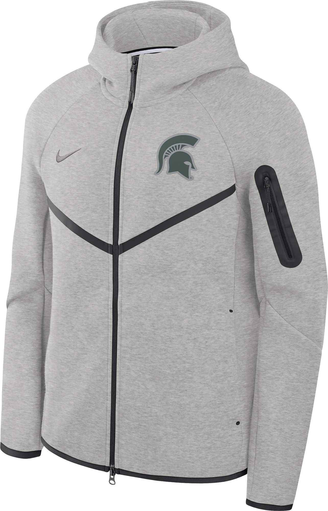 Nike Men's Michigan State Spartans Dark Grey Heather Tech Fleece Full-Zip Hoodie product image