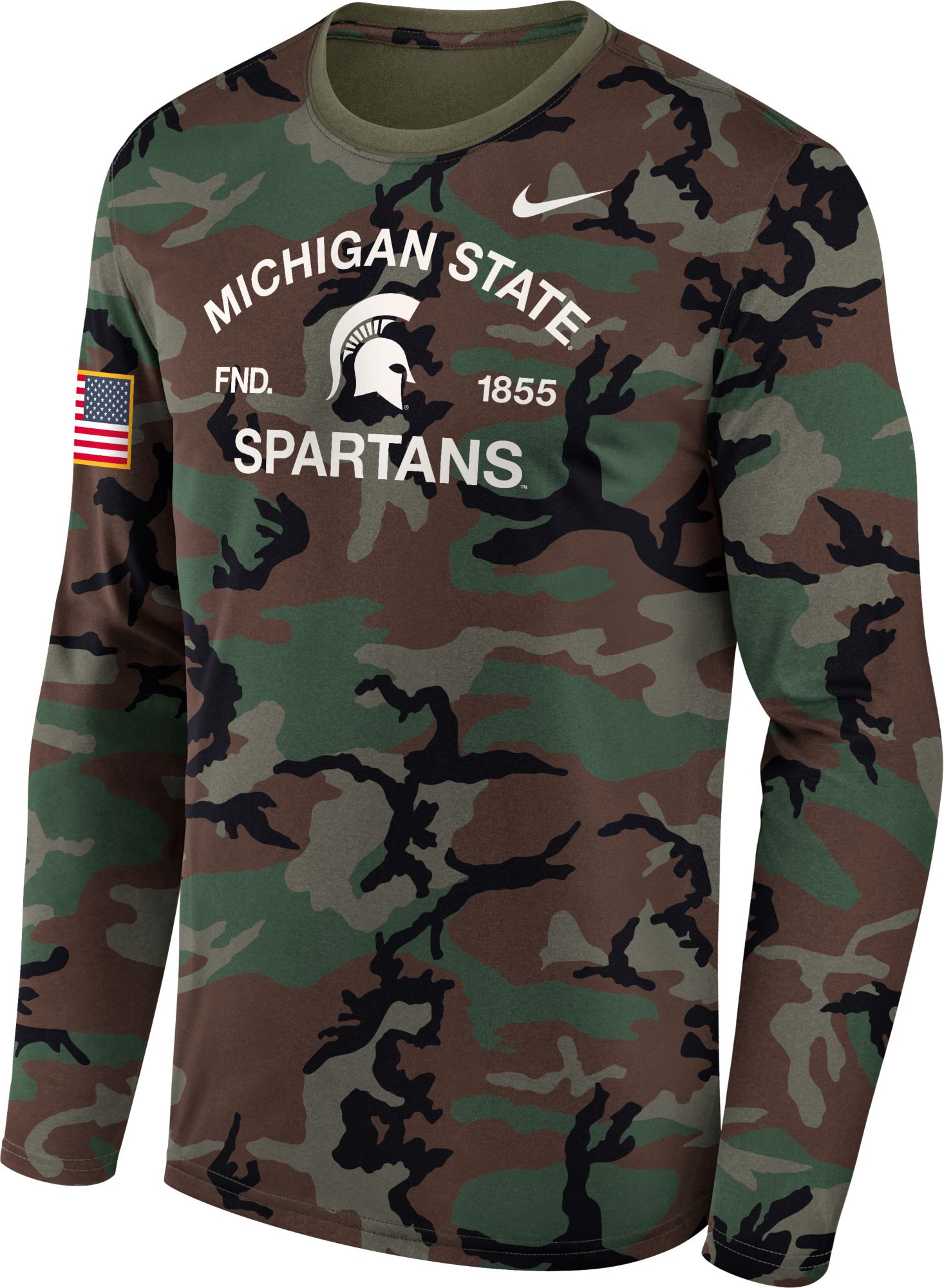 Nike Men's Michigan State Spartans Medium Olive 2025 Military Appreciation Long Sleeve Shirt product image