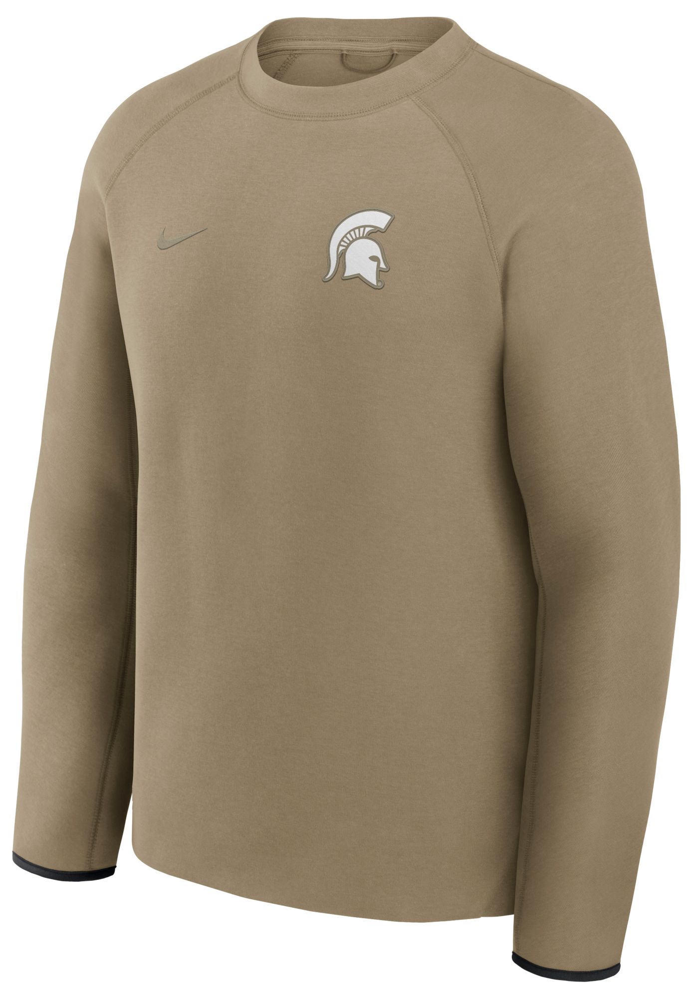 Nike Men's Michigan State Spartans Neutral Olive Tech Fleece Crewneck Sweatshirt product image