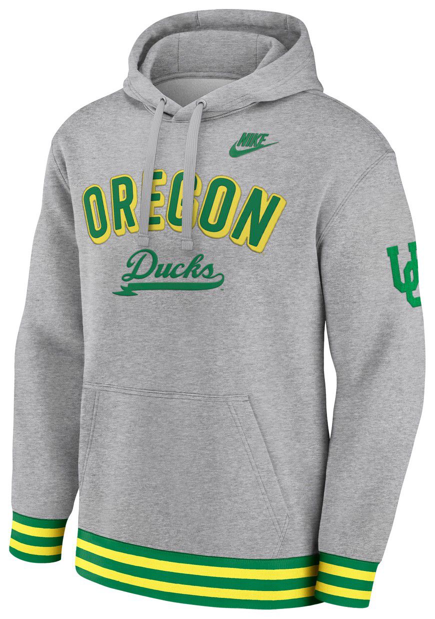Nike Men's Oregon Ducks Dark Grey Heather Legacy Retro Hoodie product image