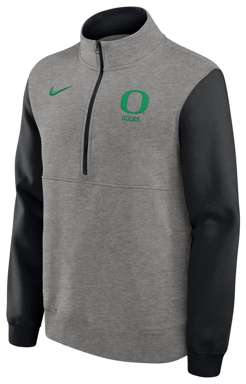 Nike Men's Oregon Ducks Dark Grey Heather Club Fleece Half-Zip product image