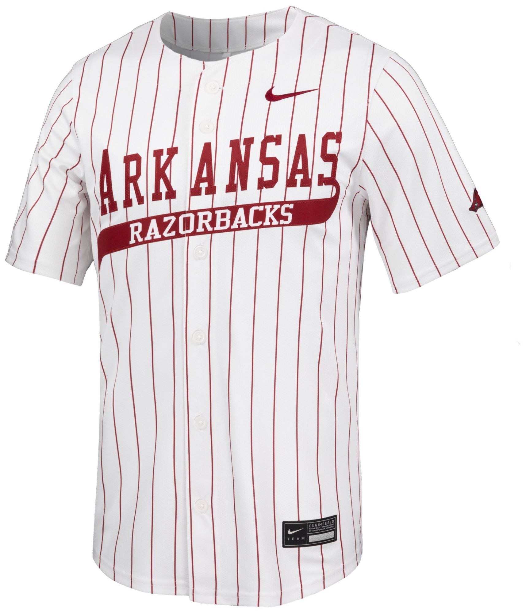 Nike Men's Arkansas Razorbacks White Pinstripe Baseball Jersey product image