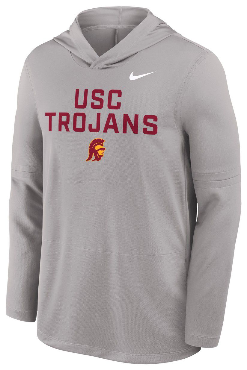 Nike Men's USC Trojans Pewter Grey Dri-FIT Long Sleeve Hoodie T-Shirt product image