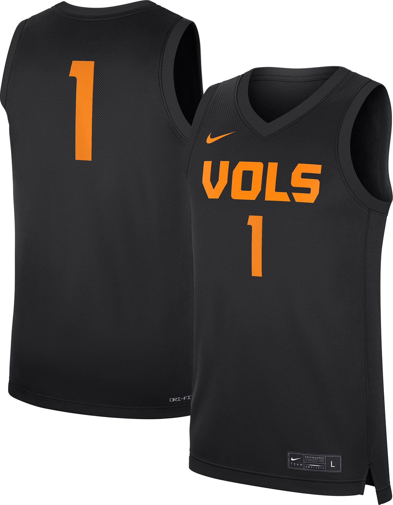 Nike Men's Tennessee Volunteers Black Replica Basketball Jersey product image