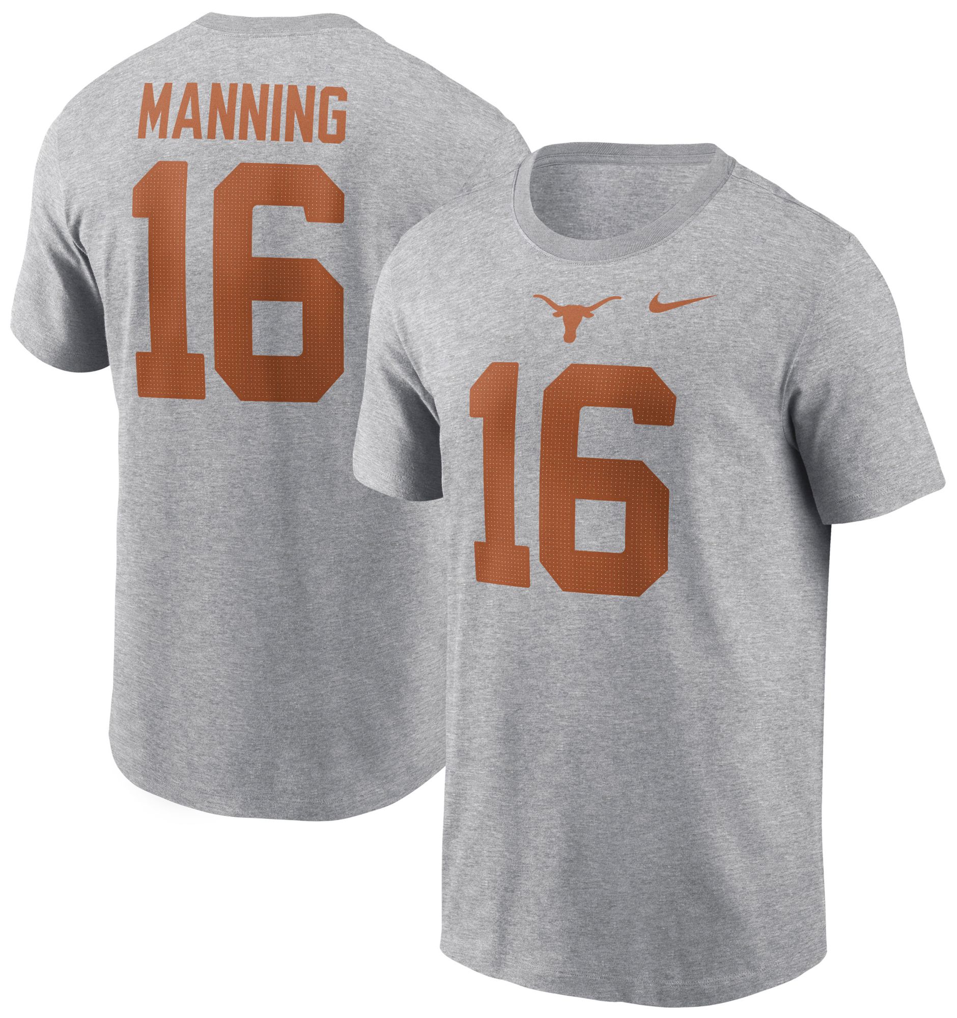Nike Men's Texas Longhorns Arch Manning #16 Grey T-Shirt product image