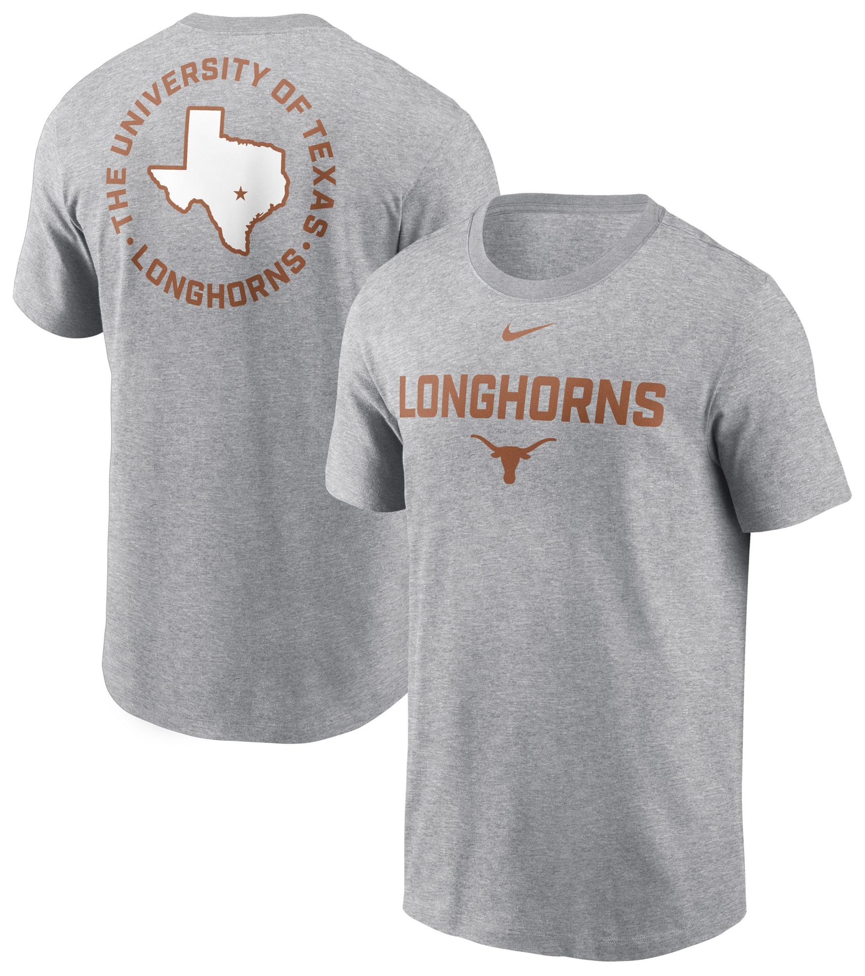 Nike Men's Texas Longhorns Dark Grey Heather Cotton 2 Sided T-Shirt product image