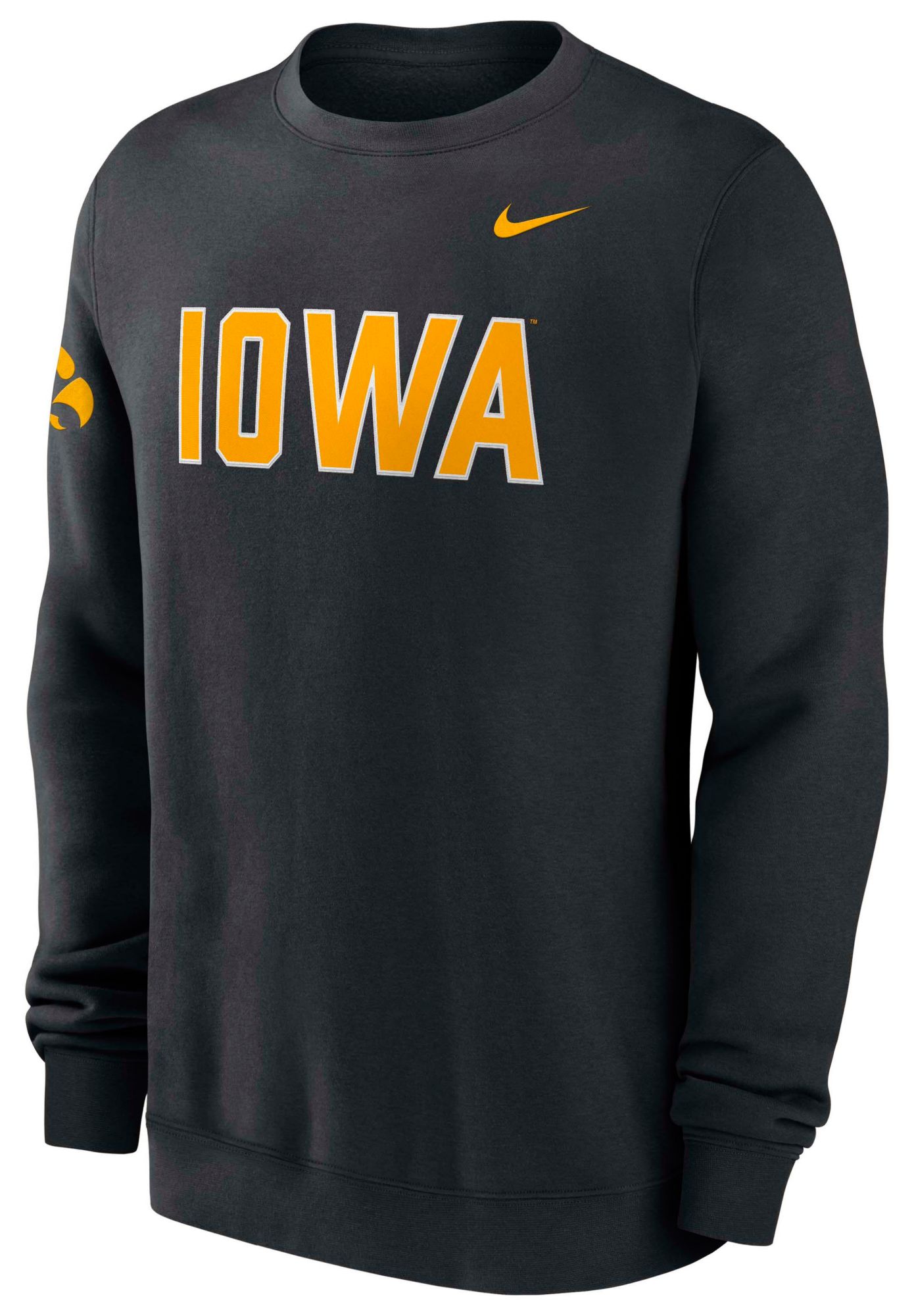 Nike Men's Iowa Hawkeyes Black Fleece Club Crewneck Sweatshirt product image
