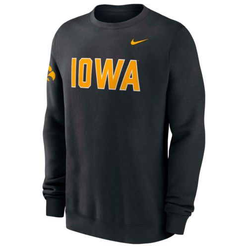 Champion Men's Iowa Hawkeyes Grey Reverse Weave Crew Sweatshirt