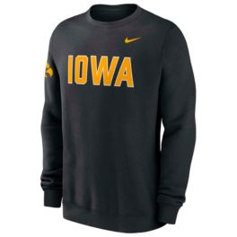 Nike Men's Iowa Hawkeyes Black Fleece Club Crewneck