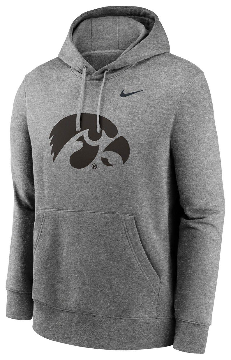 Nike Men's Iowa Hawkeyes Dark Grey Heather Primary Logo Pullover Hoodie product image