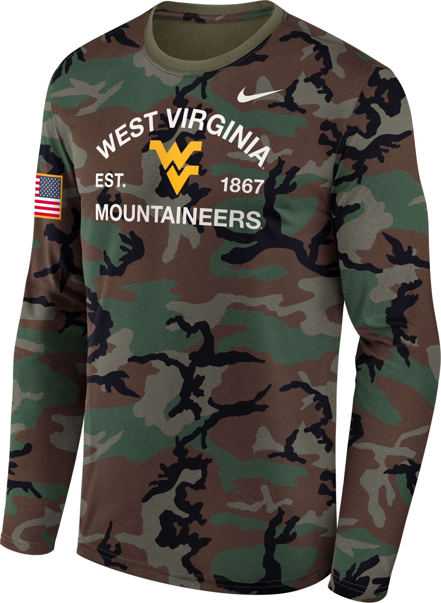 Nike Men's West Virginia Mountaineers Medium Olive 2025 Military Appreciation Long Sleeve Shirt product image