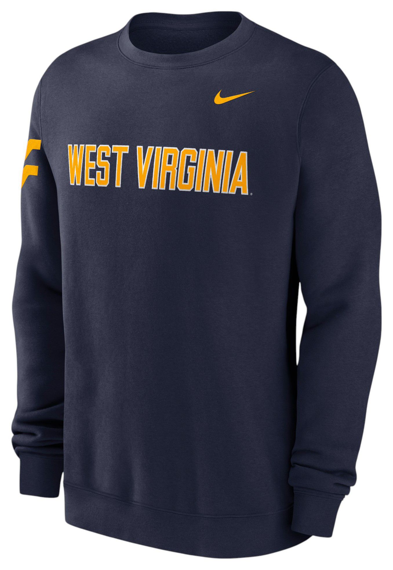 Nike Men's West Virginia Mountaineers College Navy Club Fleece Crew Pullover Sweatshirt product image