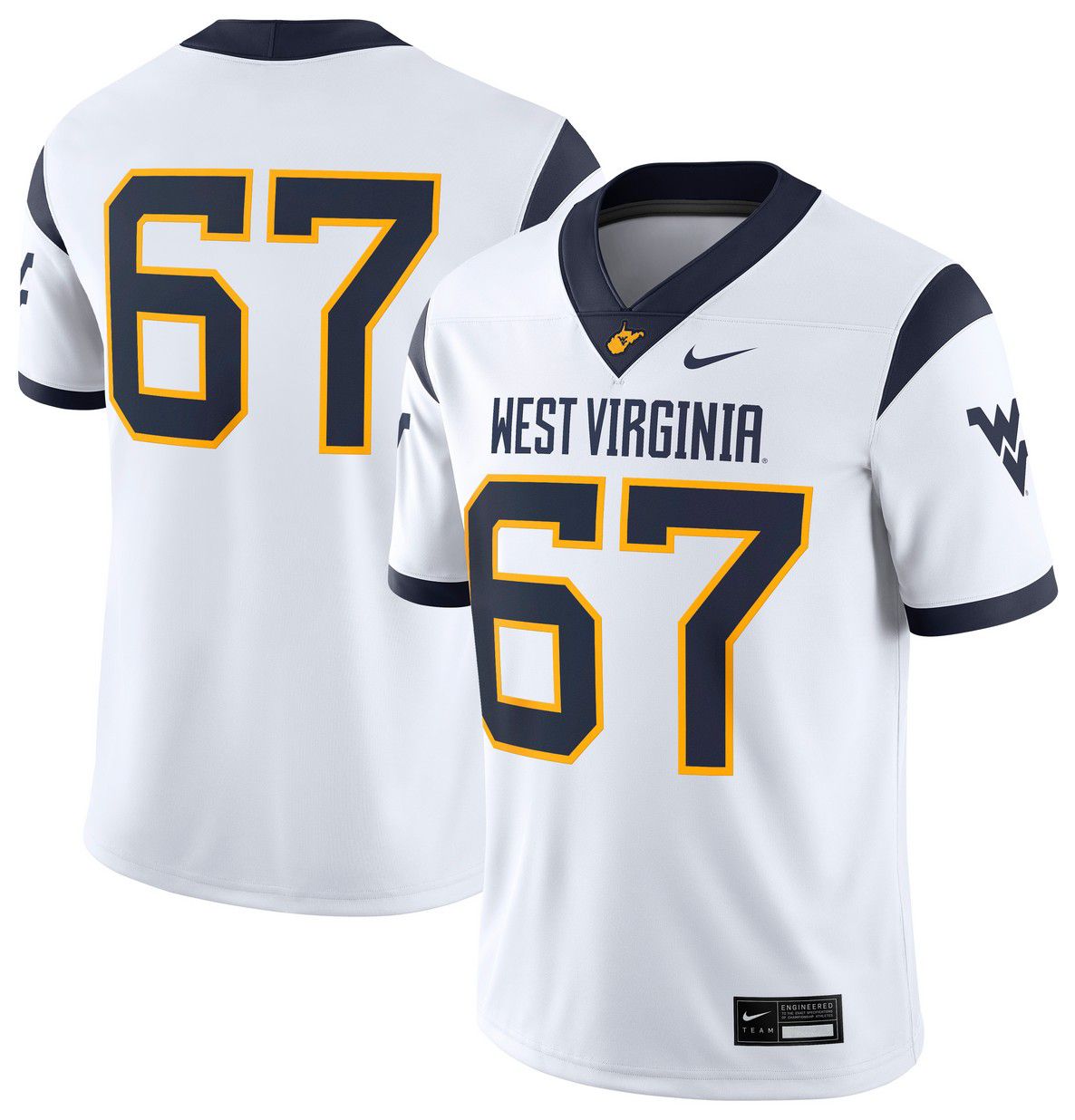 Nike Men's West Virginia Mountaineers #67 White Replica Football Jersey product image