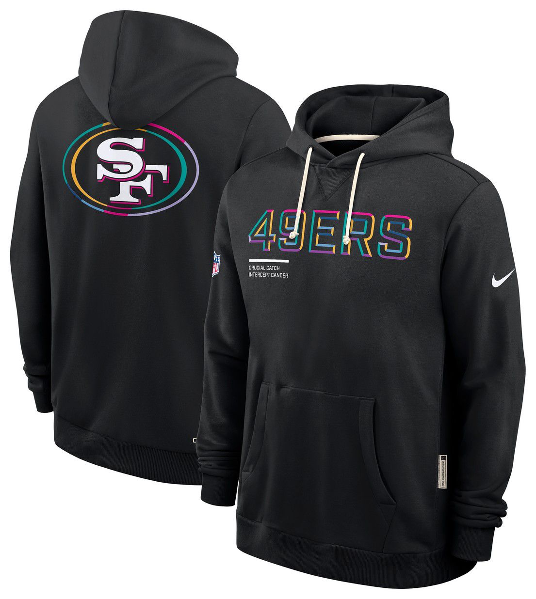 Nike Men's San Francisco 49ers Crucial Catch Black Sideline Standard Issue Dri-FIT Hoodie product image