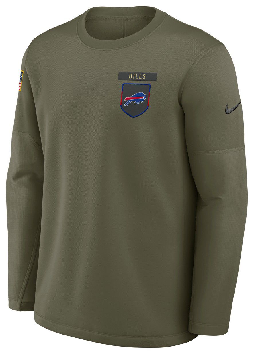 Nike Men's Buffalo Bills Olive Salute To Service 2025 Coaches Therma-FIT Crew Sweatshirt product image
