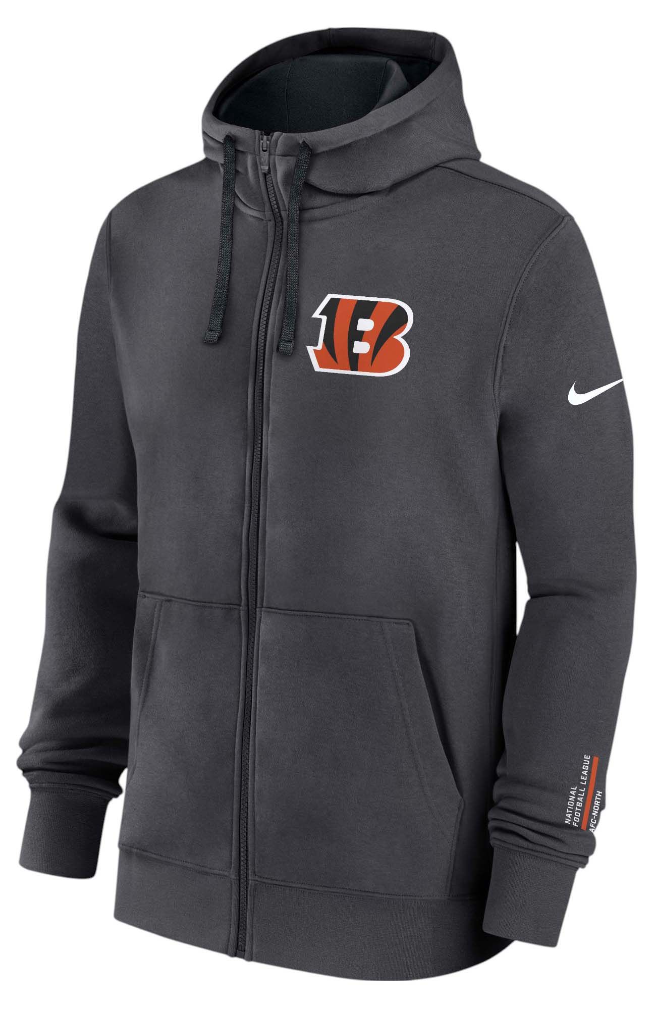 Nike Men's Cincinnati Bengals Anthracite Club Fleece Full-Zip Hoodie product image