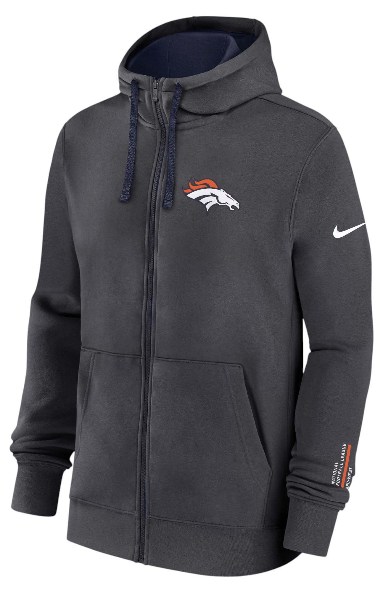 Nike Men's Denver Broncos Anthracite Club Fleece Full-Zip Hoodie product image