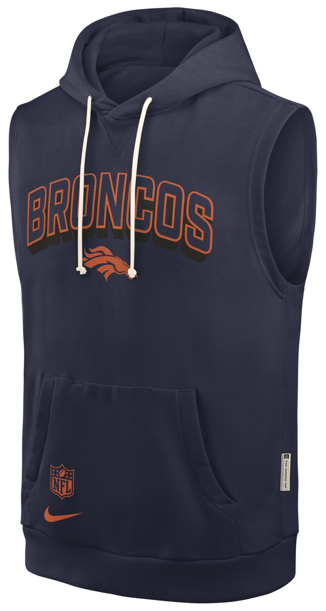 Nike Men's Denver Broncos College Navy Sleeveless Hoodie product image