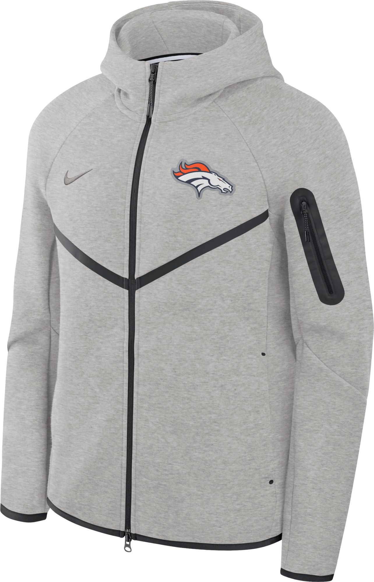 Nike Men's Denver Broncos Dark Grey Heather Tech Fleece Full-Zip Windrunner Hoodie product image