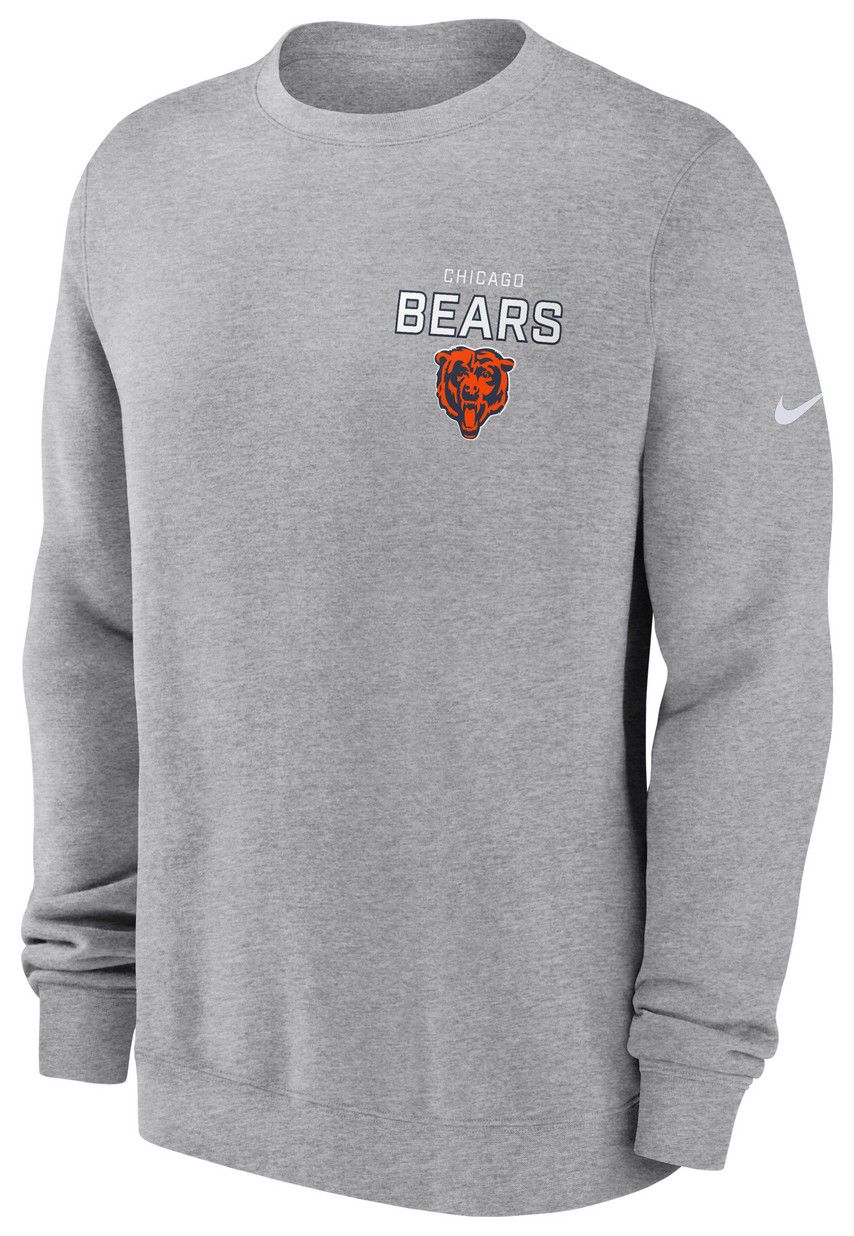 Nike Men's Chicago Bears Dark Grey Heather Club Fleece Crew Pullover Sweatshirt product image