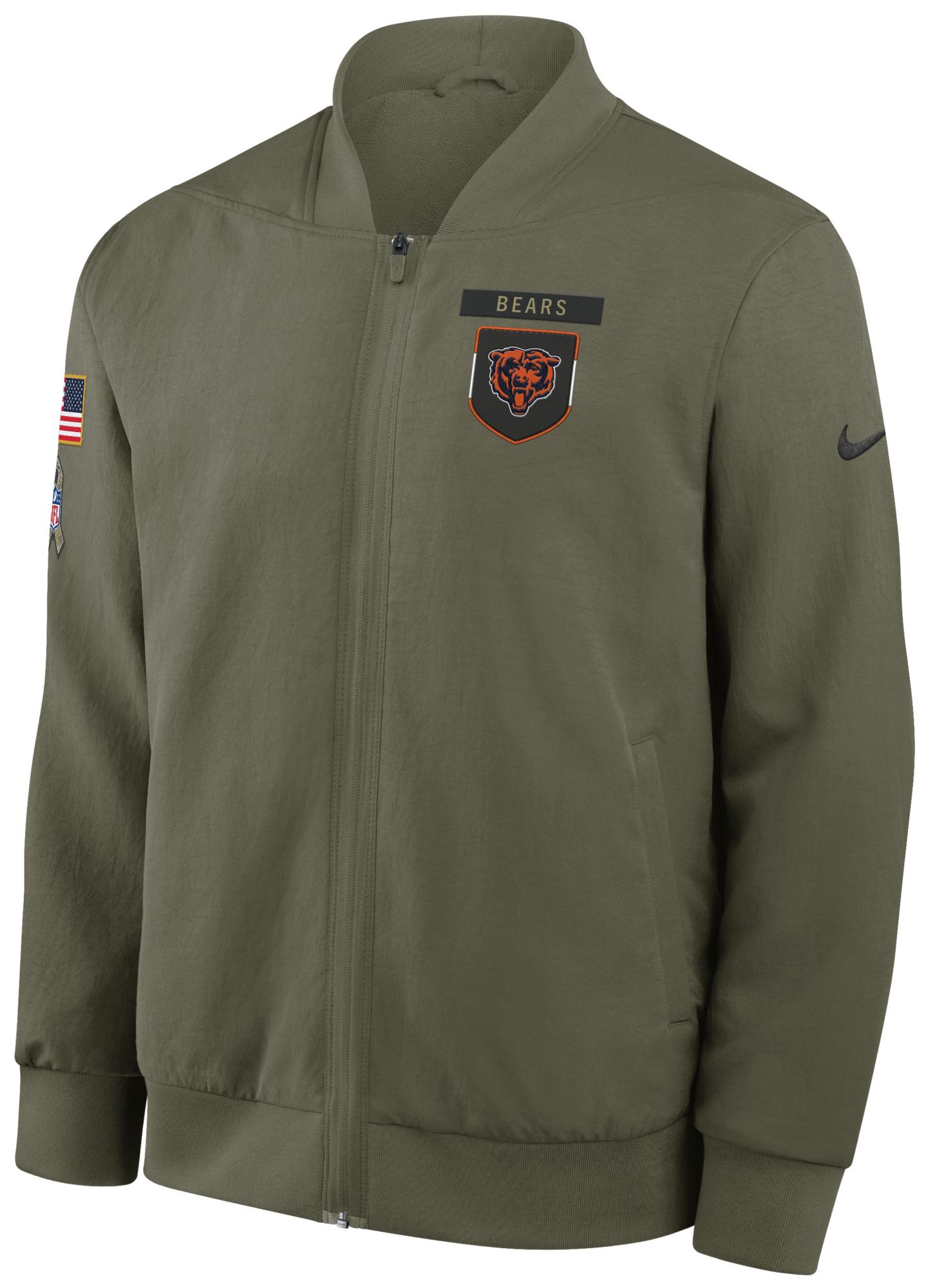 Nike Men's Chicago Bears Olive Salute to Service 2025 Full-Zip Bomber Jacket product image