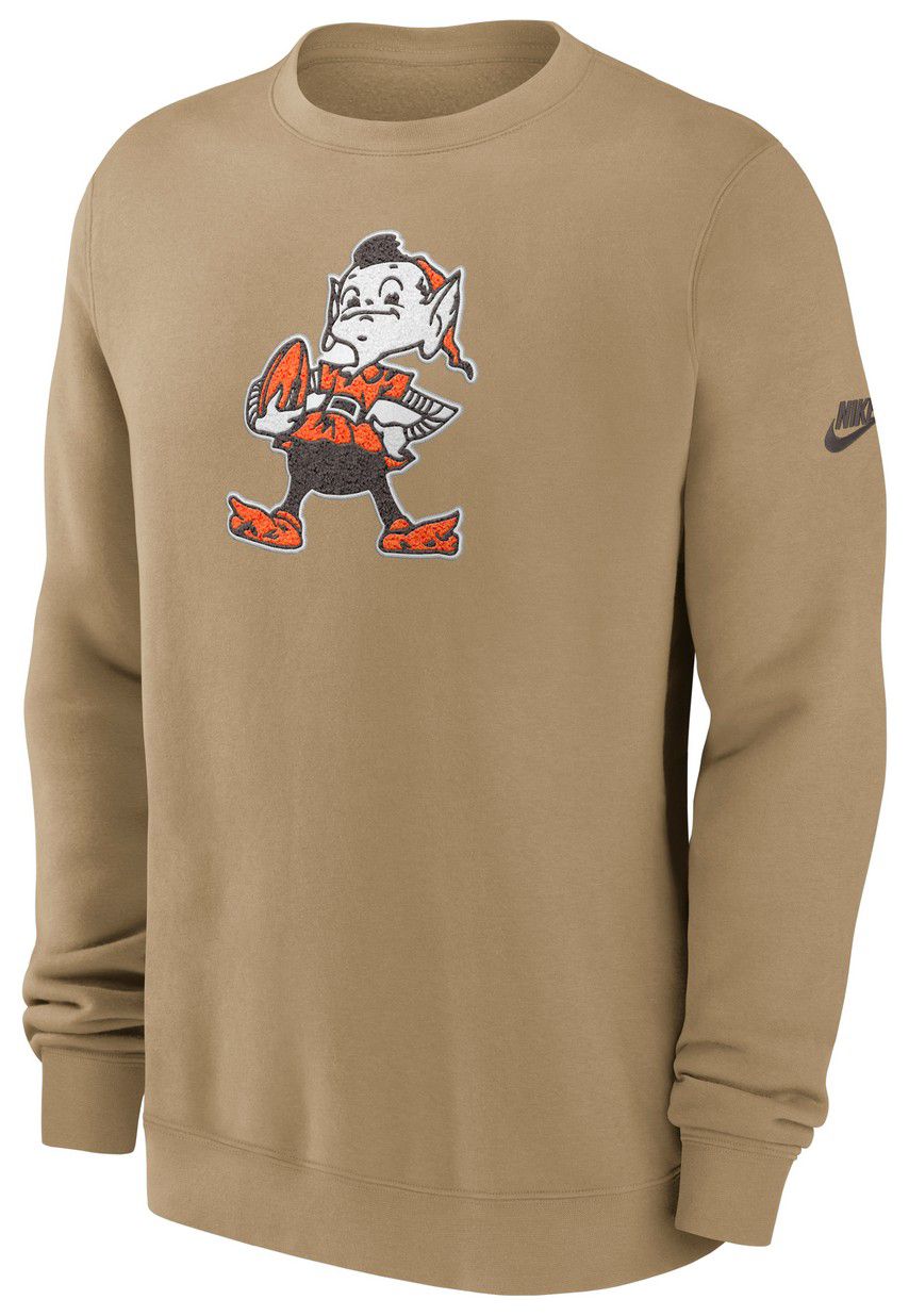 Nike Men's Cleveland Browns Parachute Beige Rewind Club Fleece Crew Pullover Sweatshirt product image