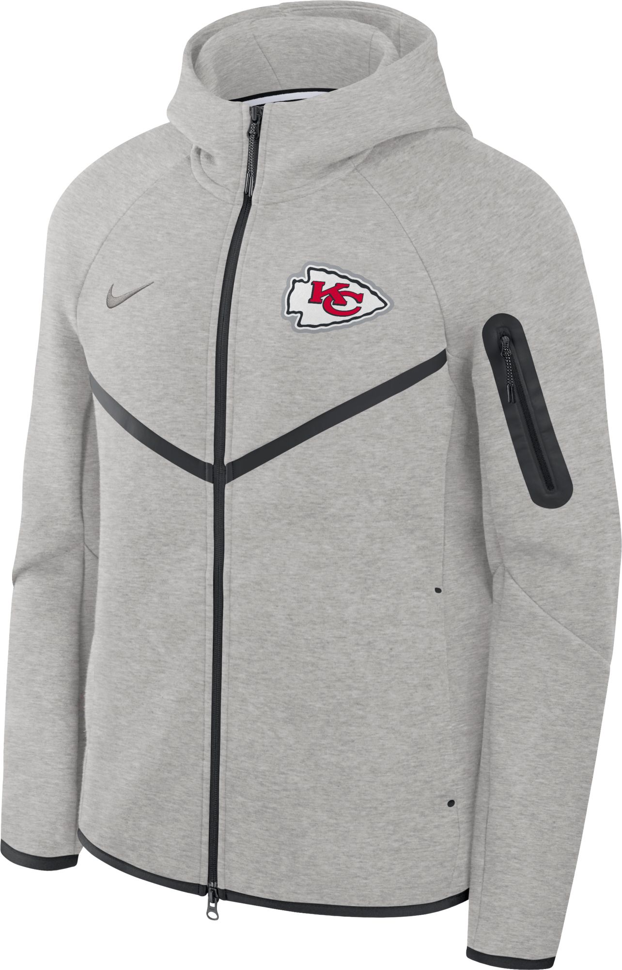 Nike Men's Kansas City Chiefs Dark Grey Heather Tech Fleece Full-Zip Windrunner Hoodie product image