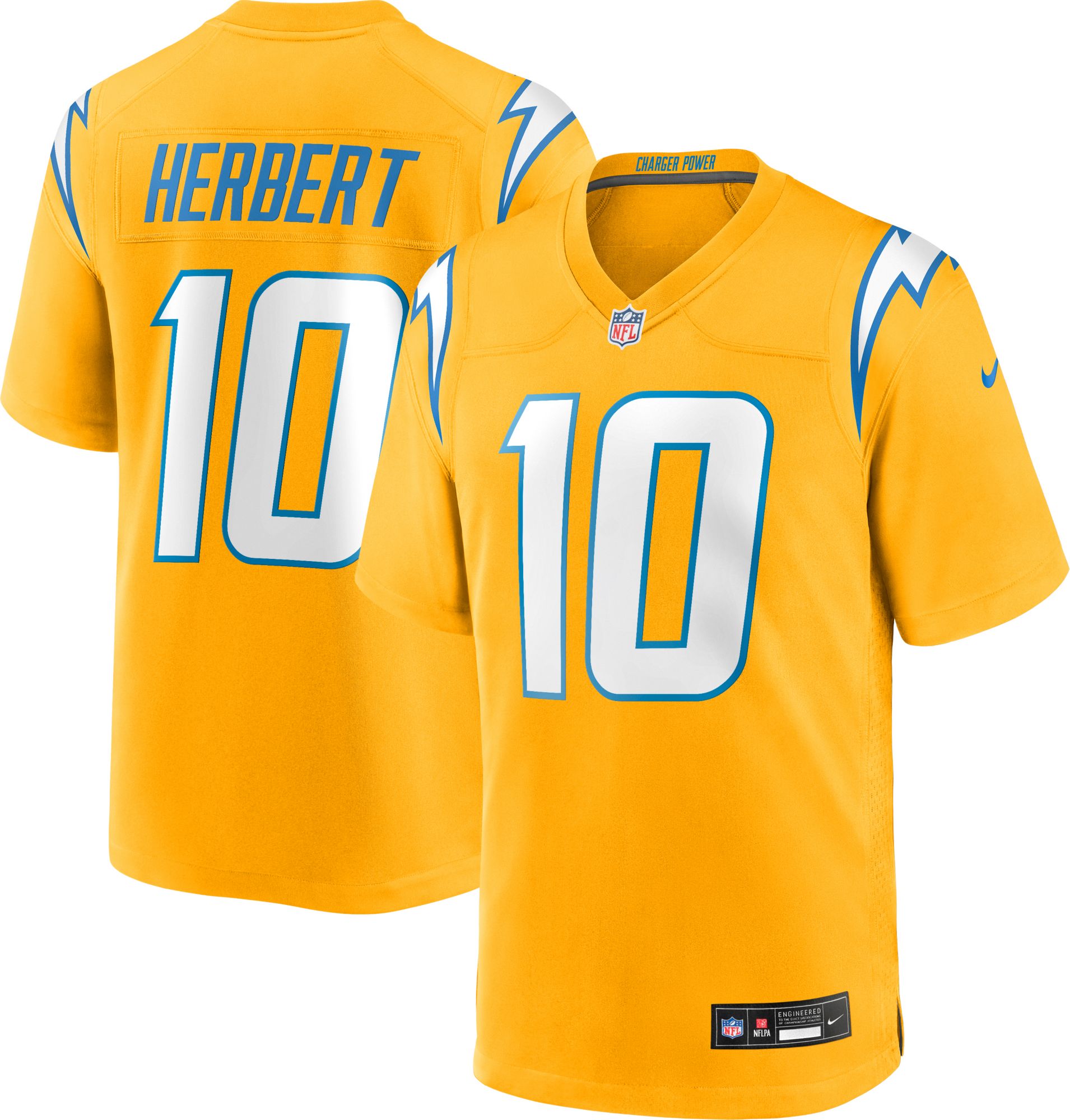 Nike Men's Los Angeles Chargers Justin Herbert #10 Alternate Gold Game Jersey product image
