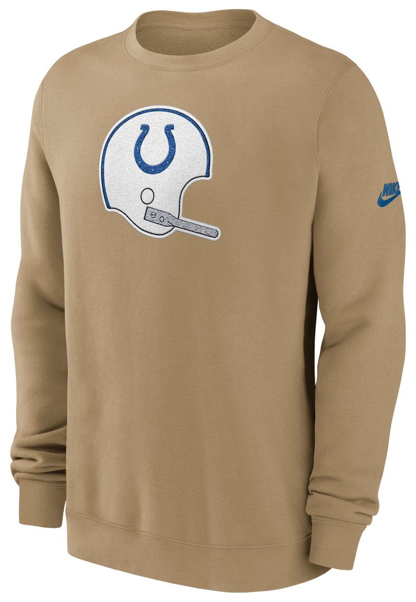 Nike Men's Indianapolis Colts Parachute Beige Rewind Club Fleece Crew Pullover Sweatshirt product image
