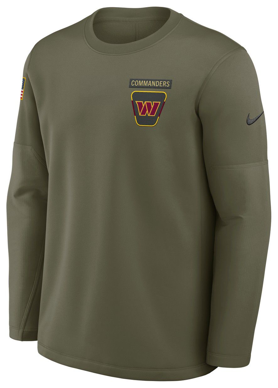 Nike Men's Washington Commanders Olive Salute To Service 2025 Coaches Therma-FIT Crew Sweatshirt product image