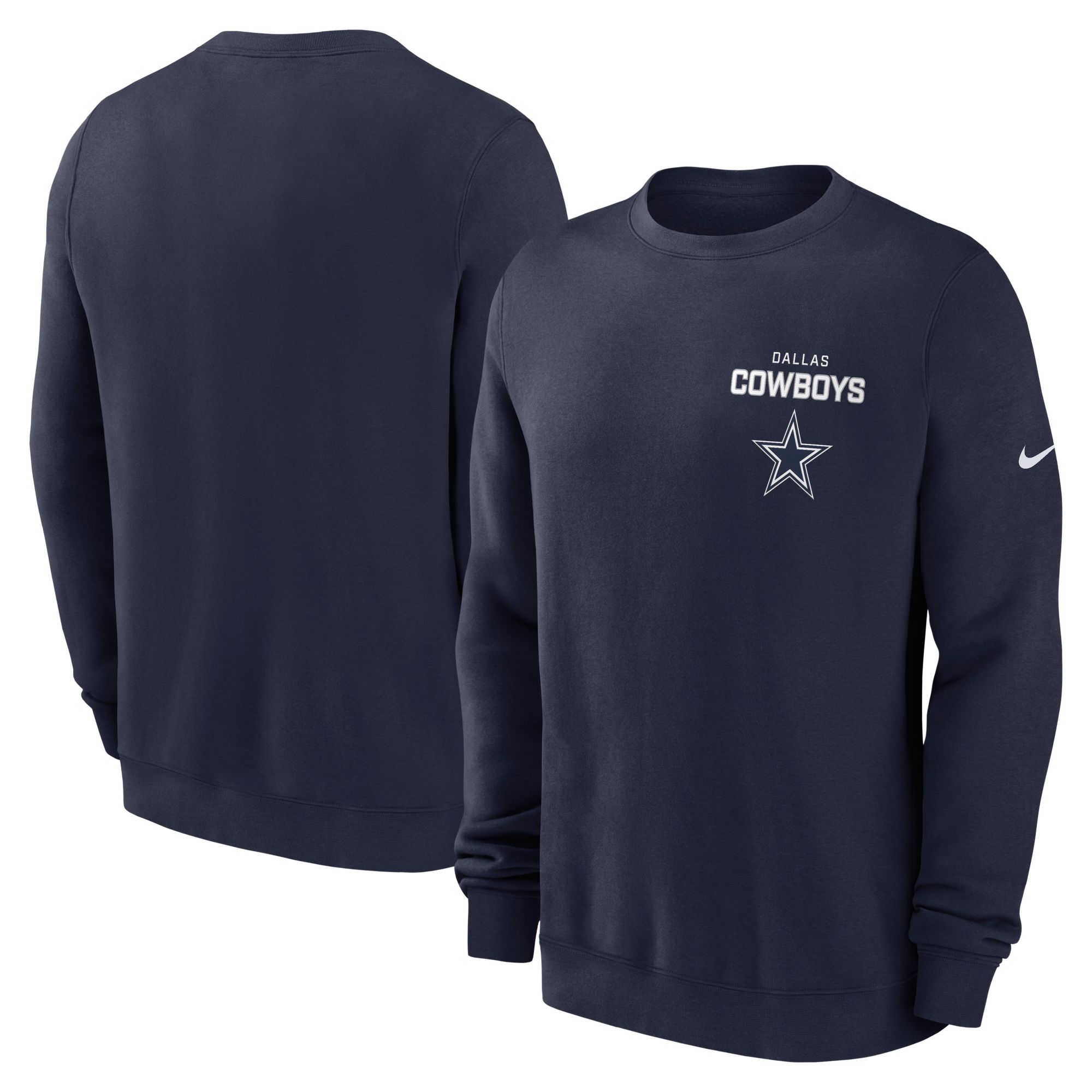 Nike Men's Dallas Cowboys Navy Club Fleece Crew Pullover Sweatshirt product image