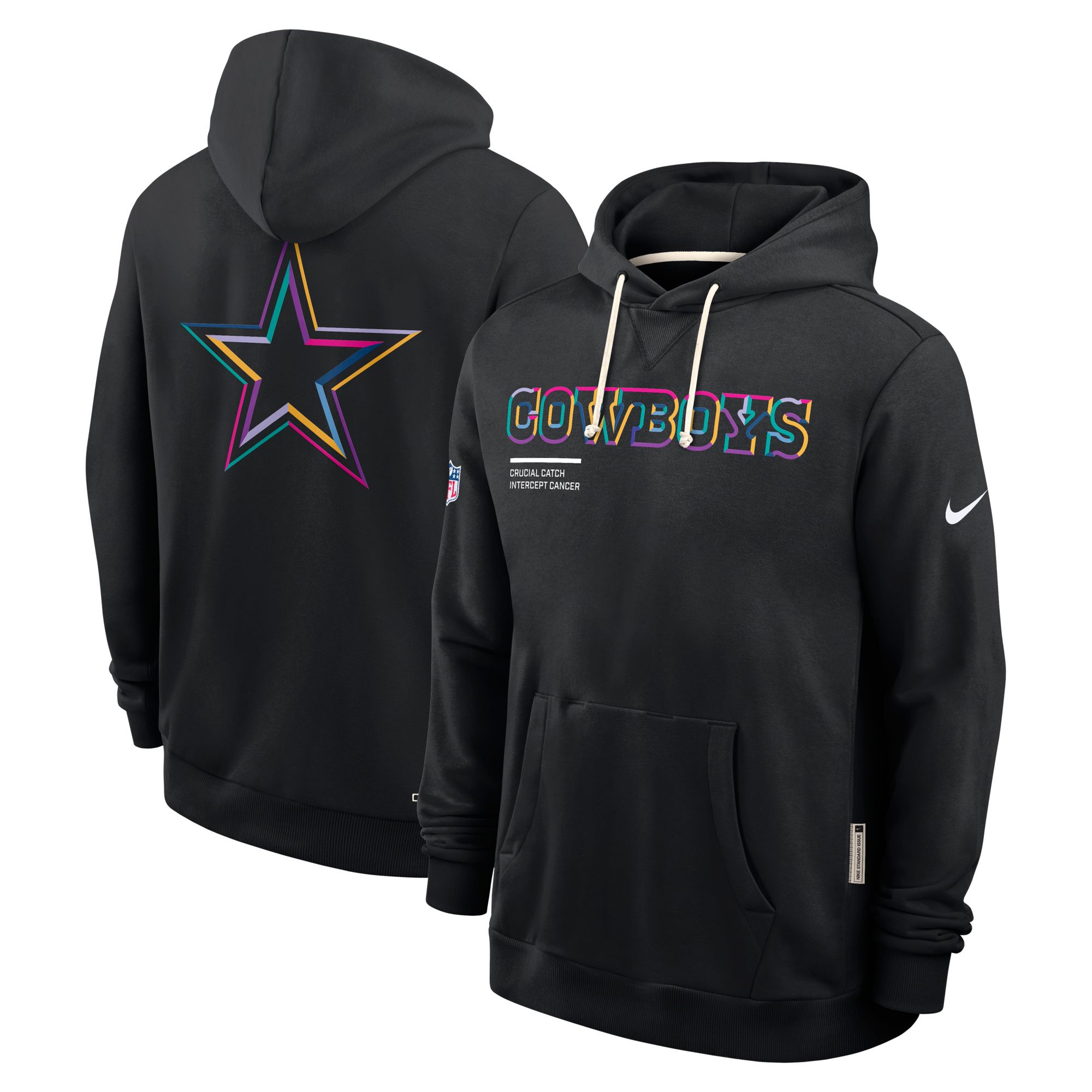Nike Men's Dallas Cowboys Crucial Catch Black Sideline Standard Issue Dri-FIT Hoodie product image