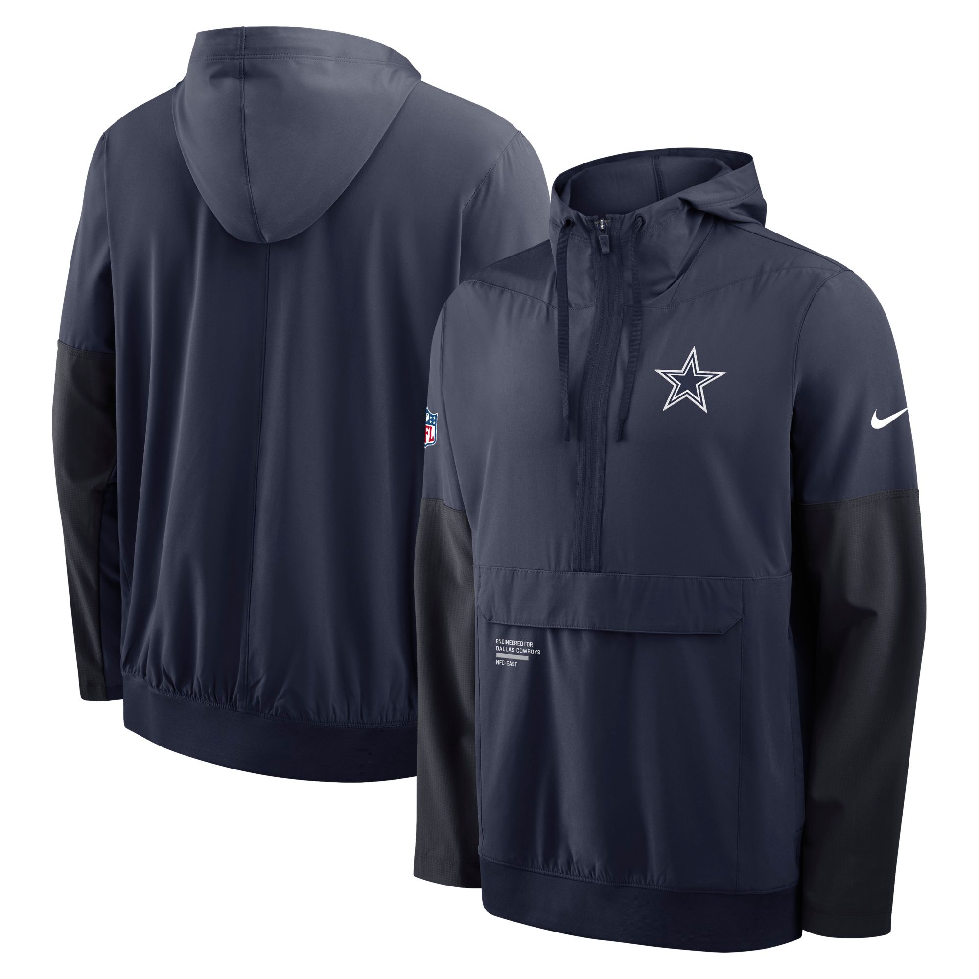 Nike Men's Dallas Cowboys Navy Sideline Anorak Half-Zip Jacket product image
