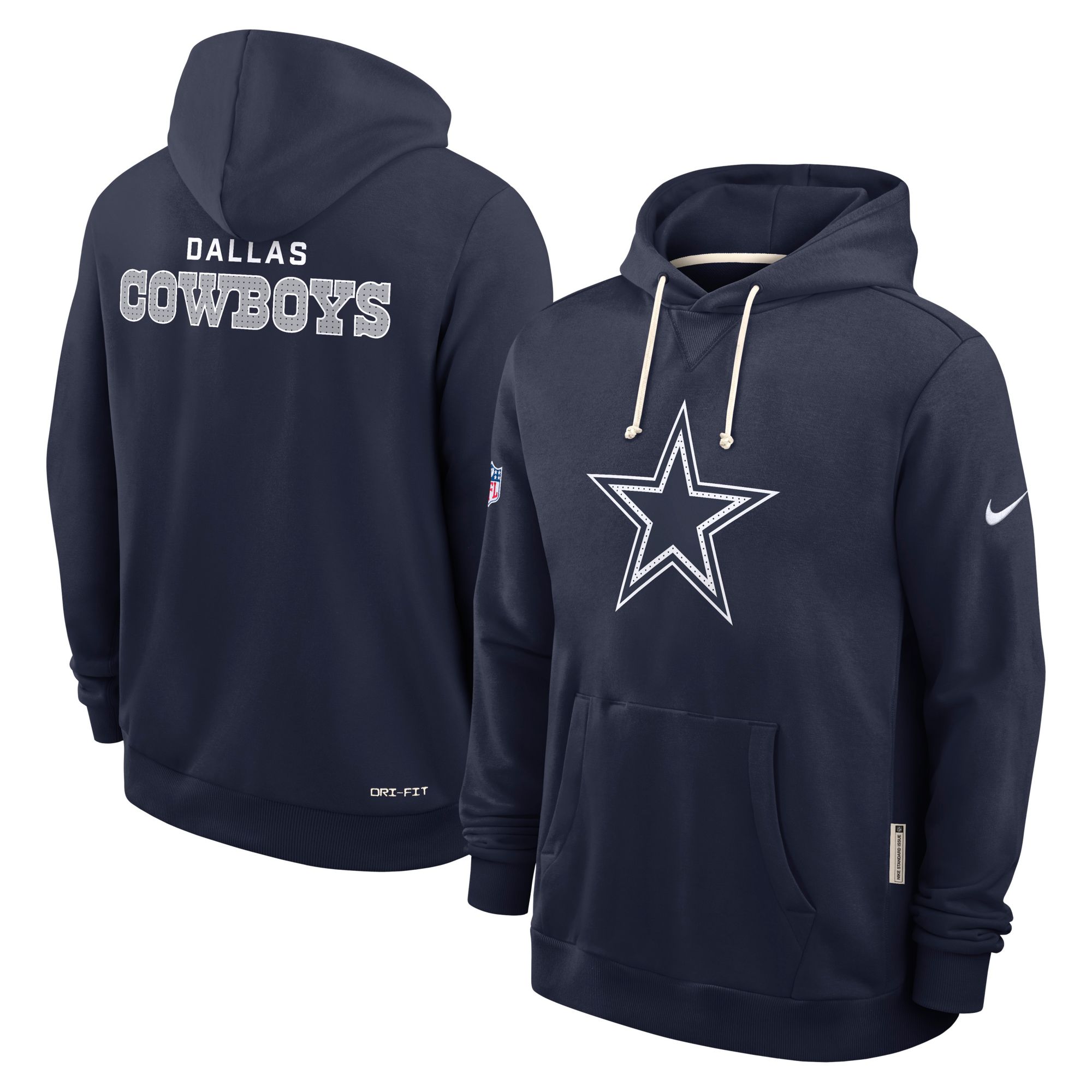 Nike Men's Dallas Cowboys Navy Sideline Standard Issue Pullover Hoodie product image