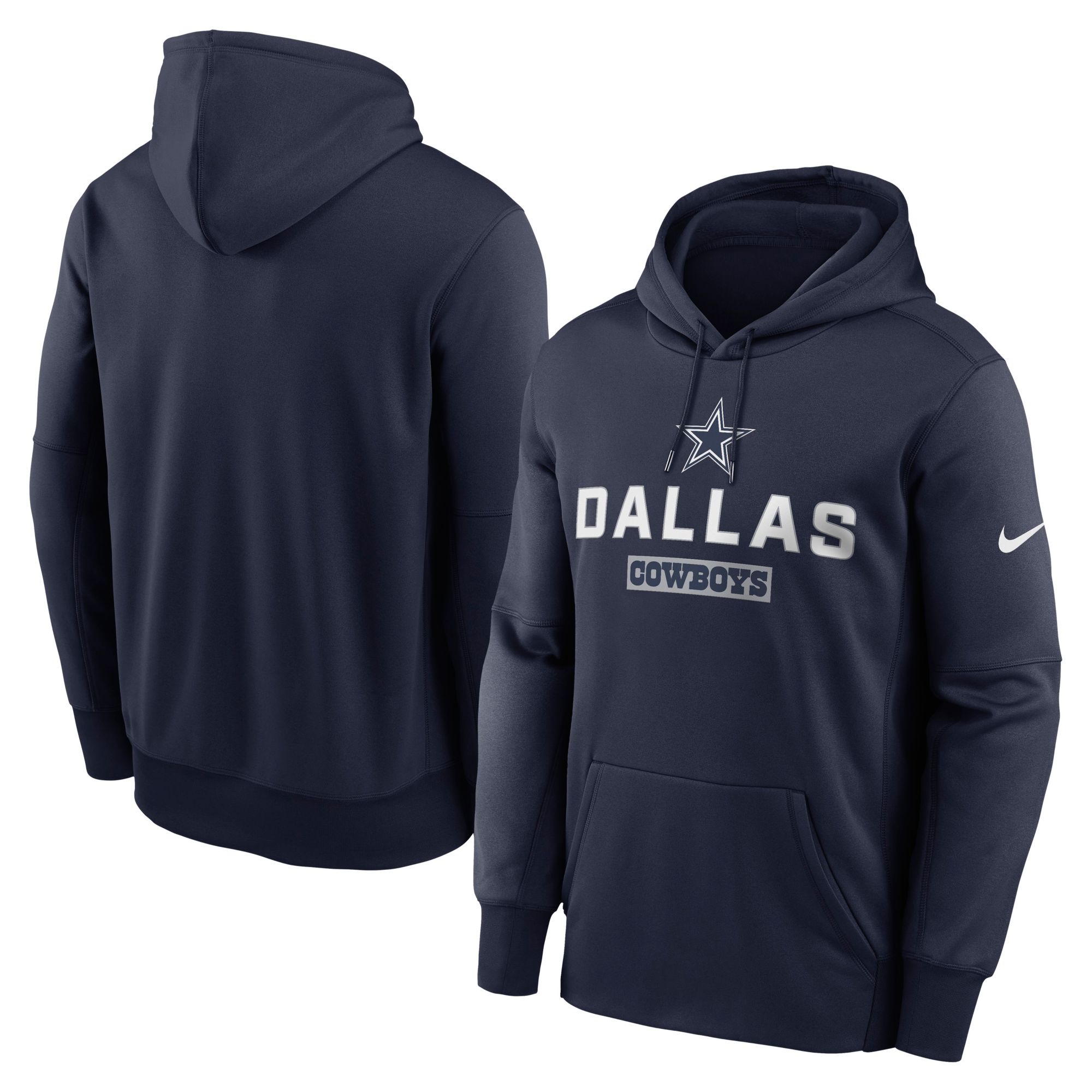Nike Men's Dallas Cowboys Navy Therma Pullover Hoodie product image