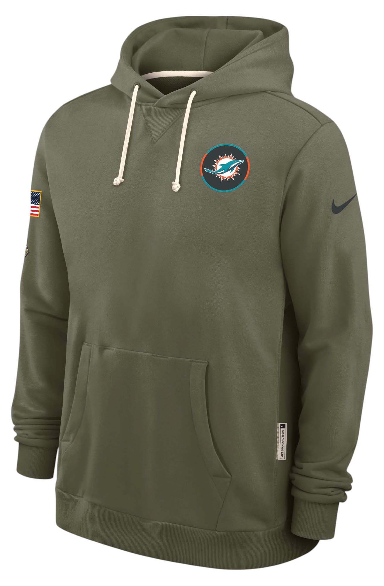 Nike Men's Miami Dolphins Salute To Service 2025 Olive Standard Issue Dri-FIT Pullover Hoodie product image