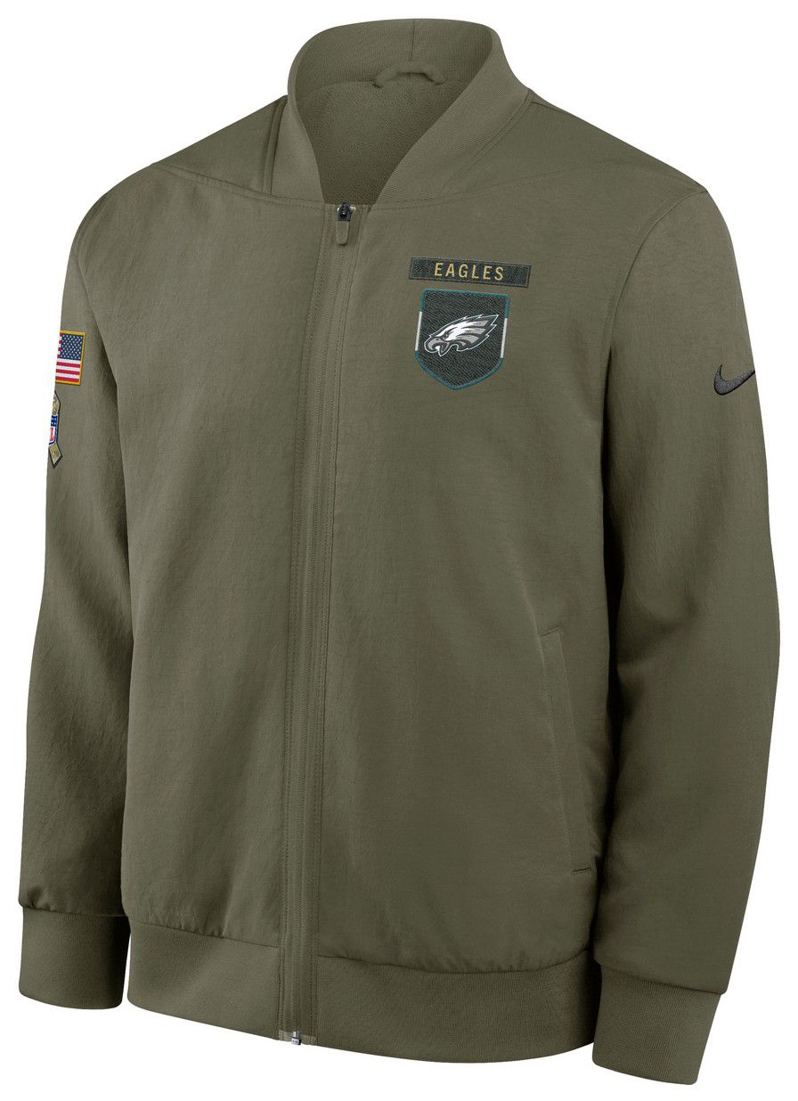 Nike Men's Philadelphia Eagles Salute To Service 2025 Olive Full-Zip Bomber Jacket product image