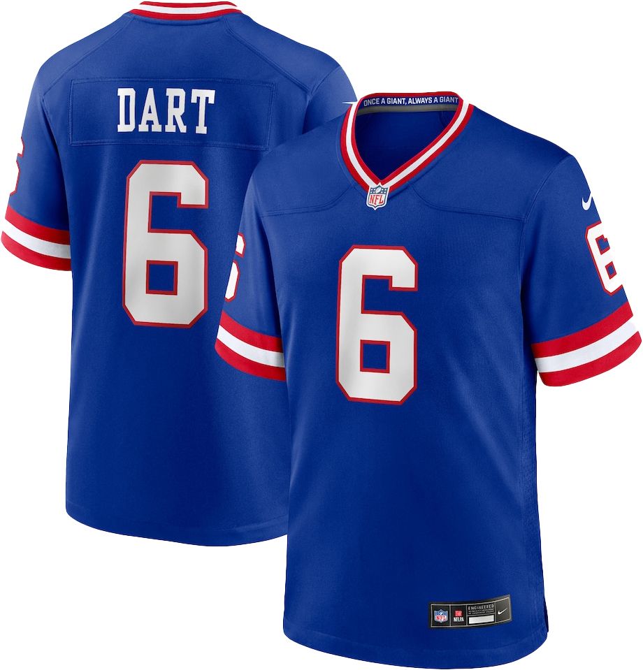 Nike Men's New York Giants Jaxson Dart #6 2nd Alternate Blue Game Jersey product image