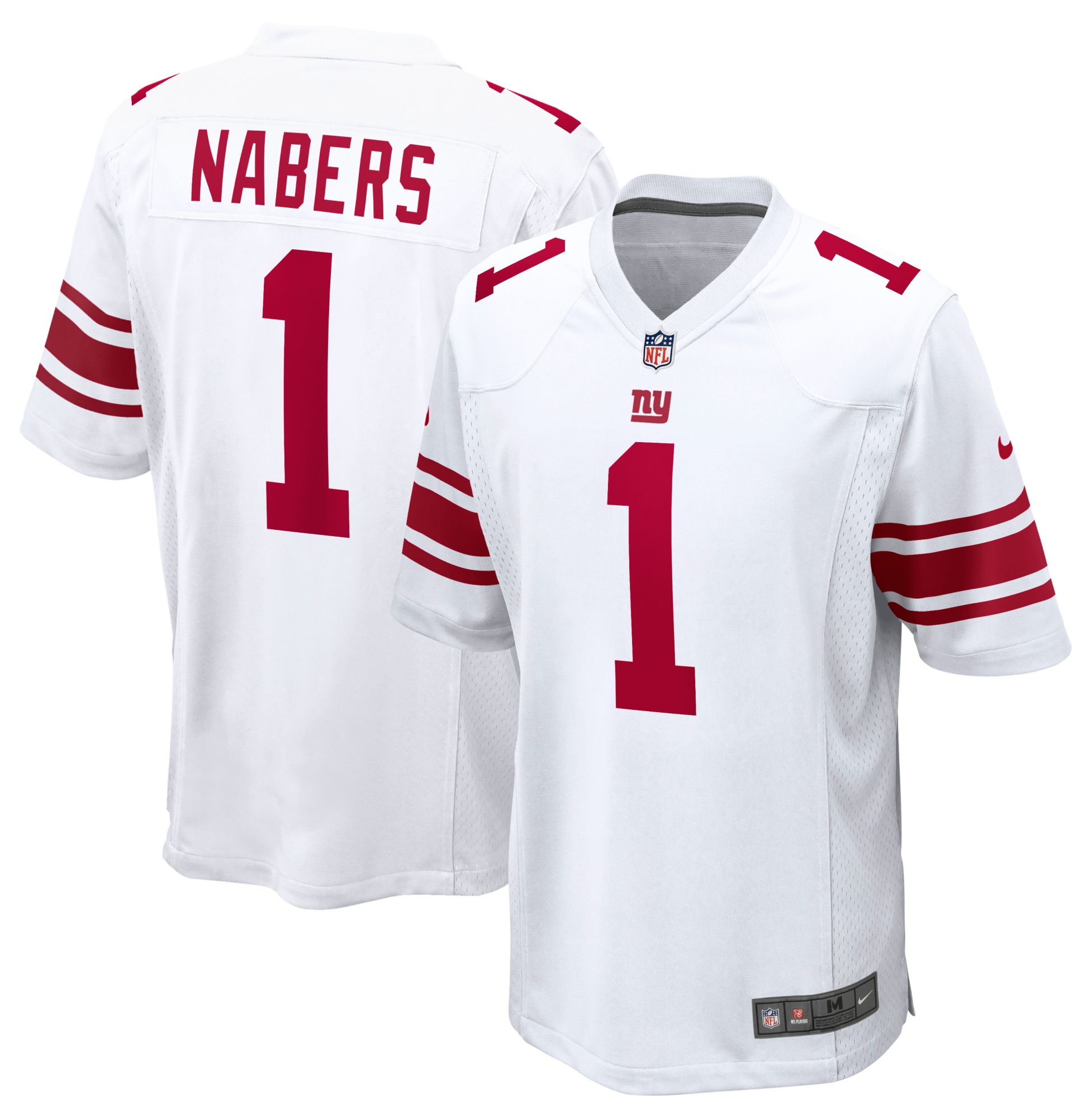Nike Men's New York Giants Malik Nabers #1 White Game Jersey product image
