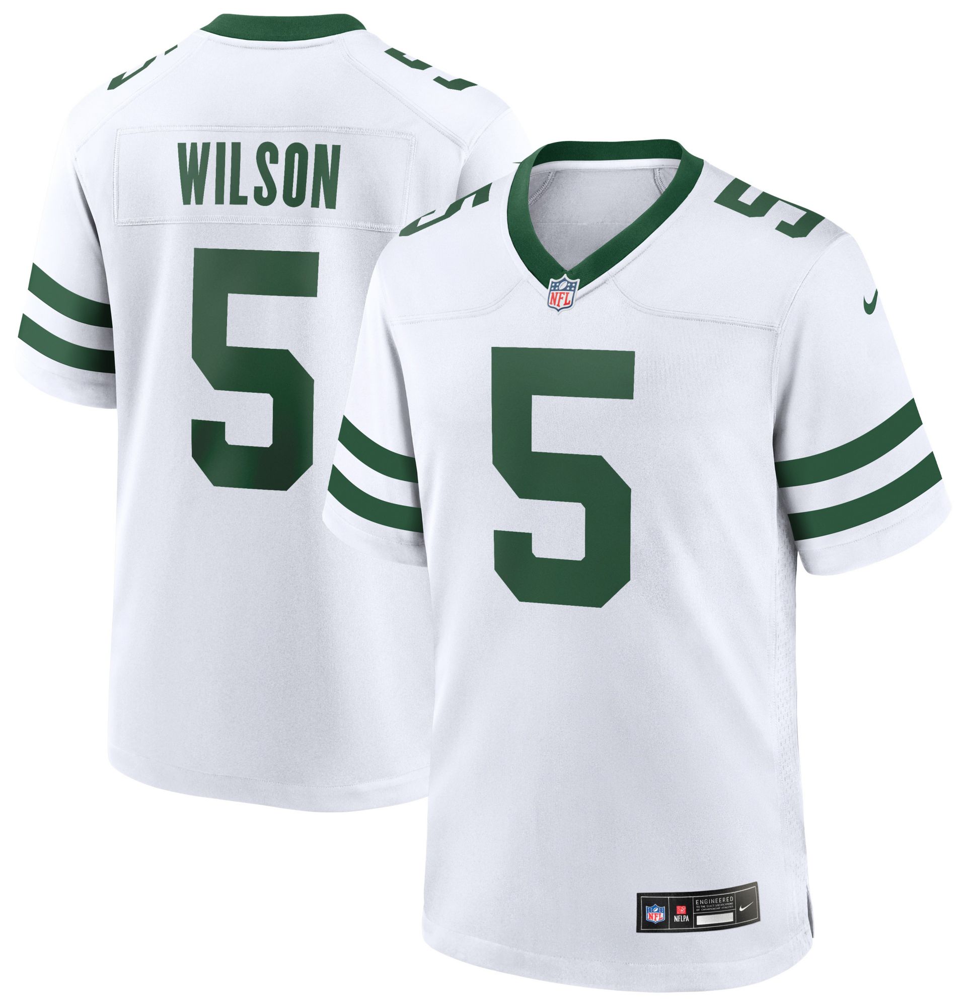 Nike Men's New York Jets Garrett Wilson #5 White Game Jersey product image