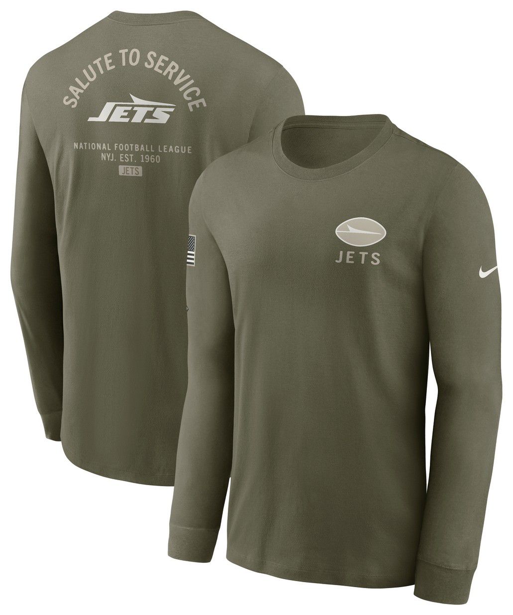 Nike Men's New York Jets Olive Salute To Service 2025 Long Sleeve T-Shirt product image