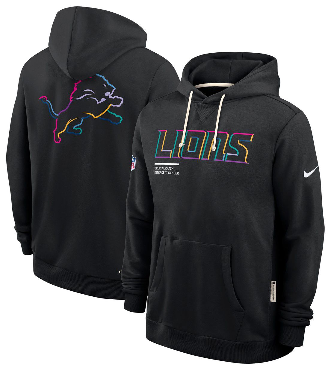 Nike Men's Detroit Lions Crucial Catch Black Sideline Standard Issue Dri-FIT Hoodie product image