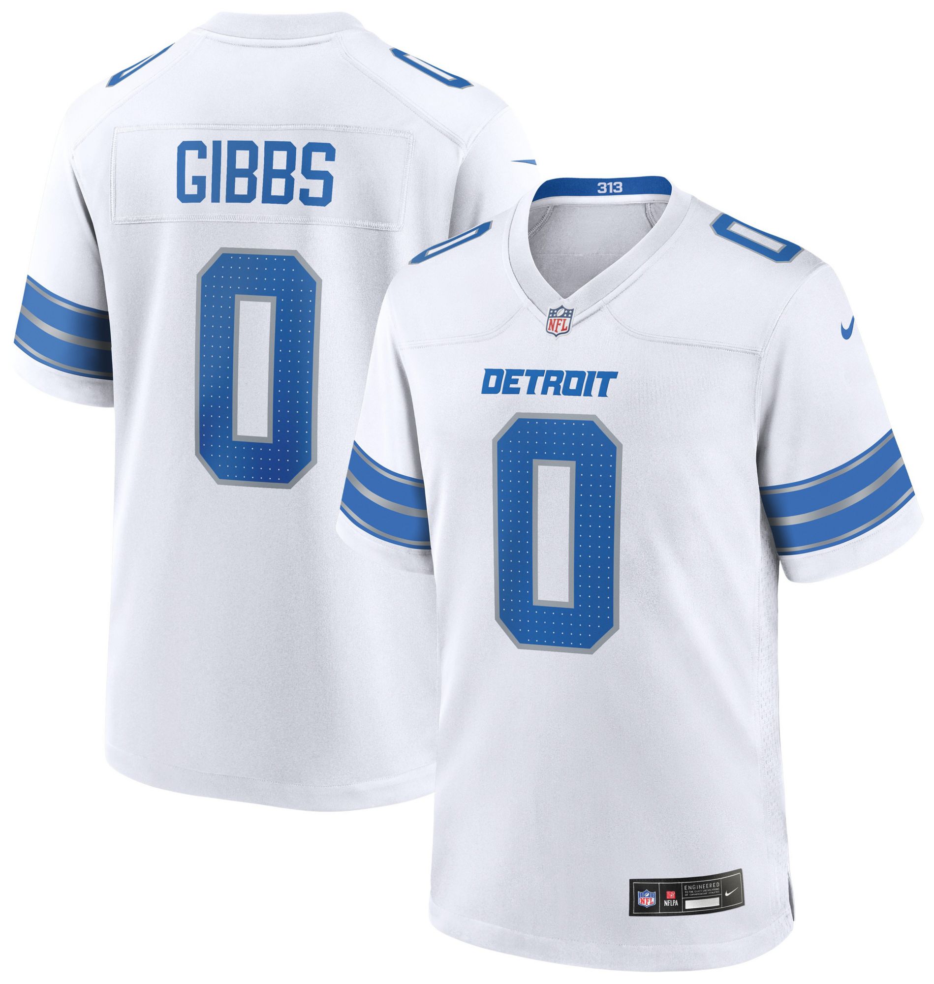 Nike Men's Detroit Lions Jahmyr Gibbs #0 White Game Jersey product image