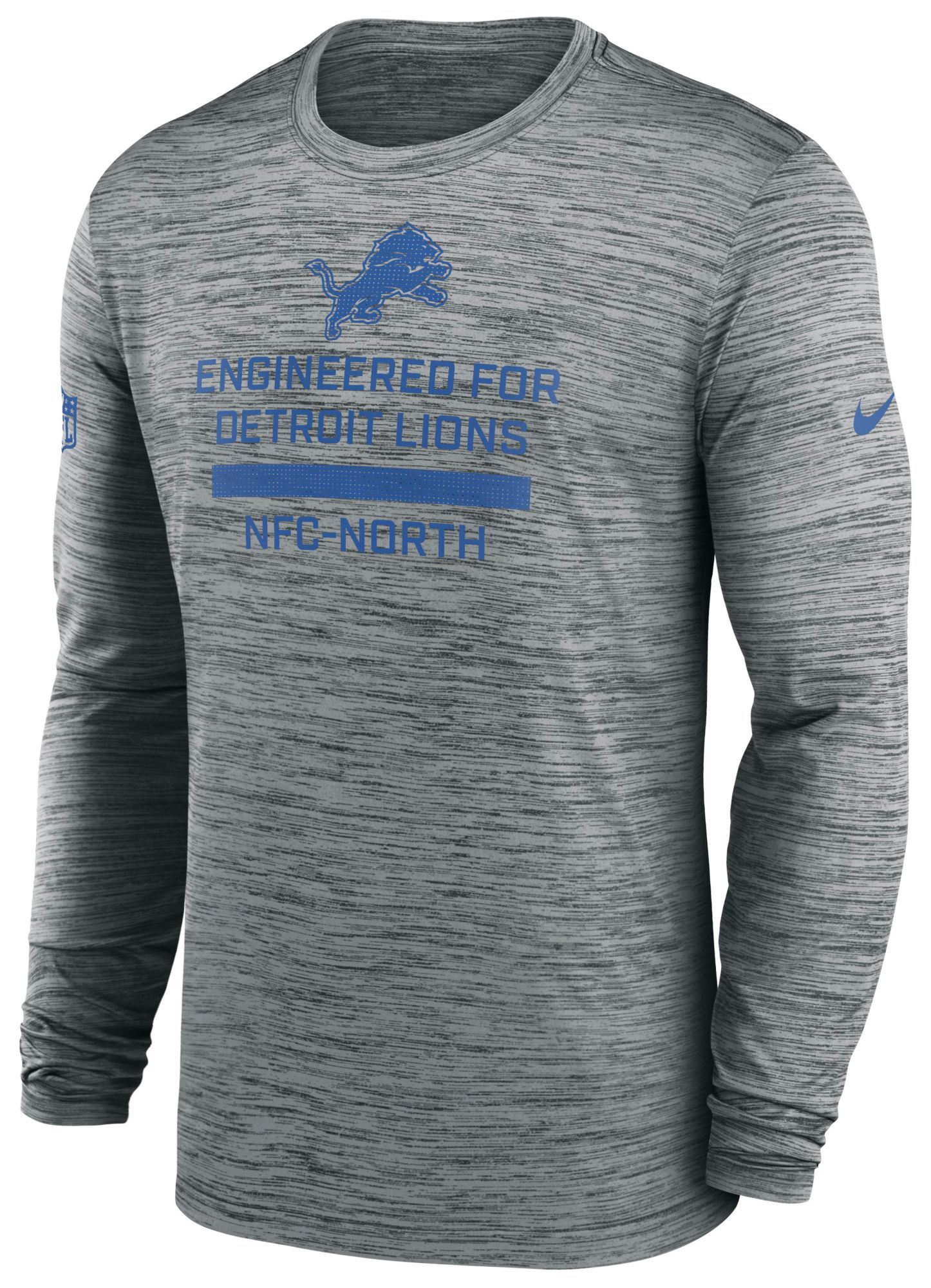 Nike Men's Detroit Lions Dark Grey Heather Velocity Long Sleeve T-Shirt product image