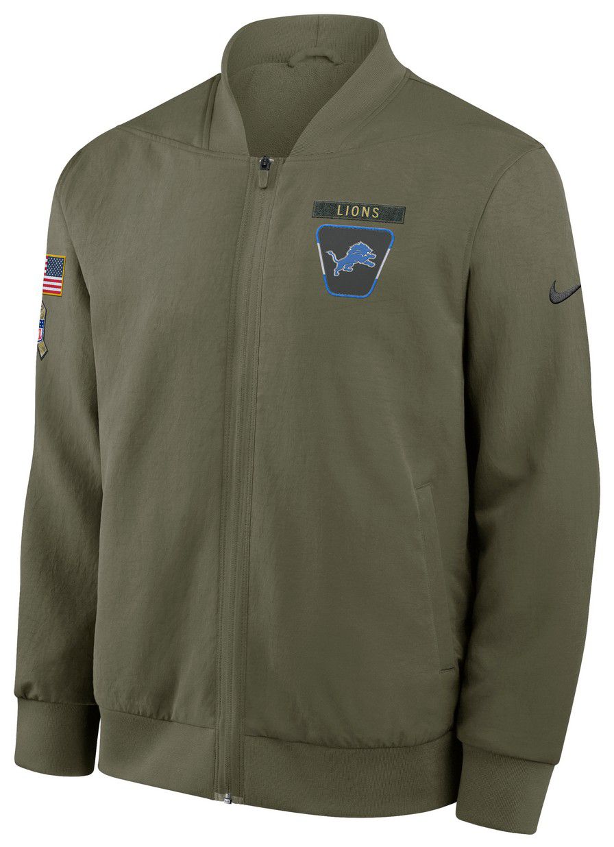 Nike Men's Detroit Lions Salute To Service 2025 Olive Full-Zip Bomber Jacket product image