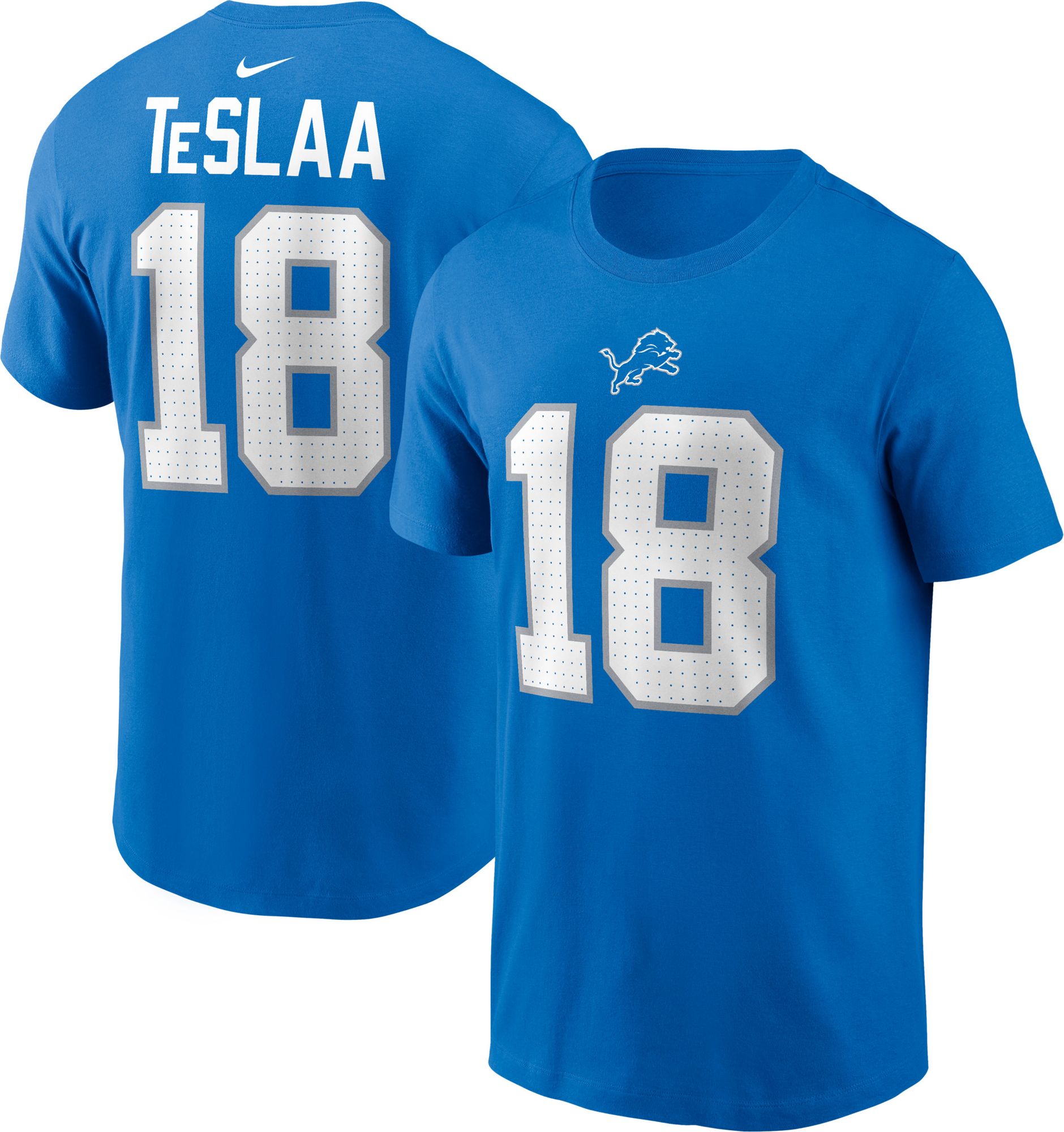 Nike Men's Detroit Lions Isaac TeSlaa #18 Blue T-Shirt | Dick's