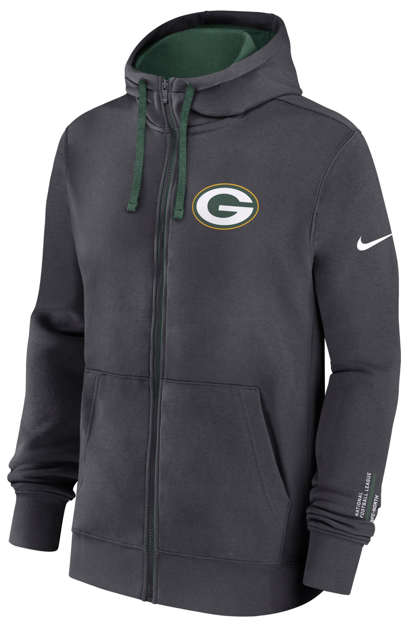 Nike Men's Green Bay Packers Anthracite Club Full-Zip Hoodie product image
