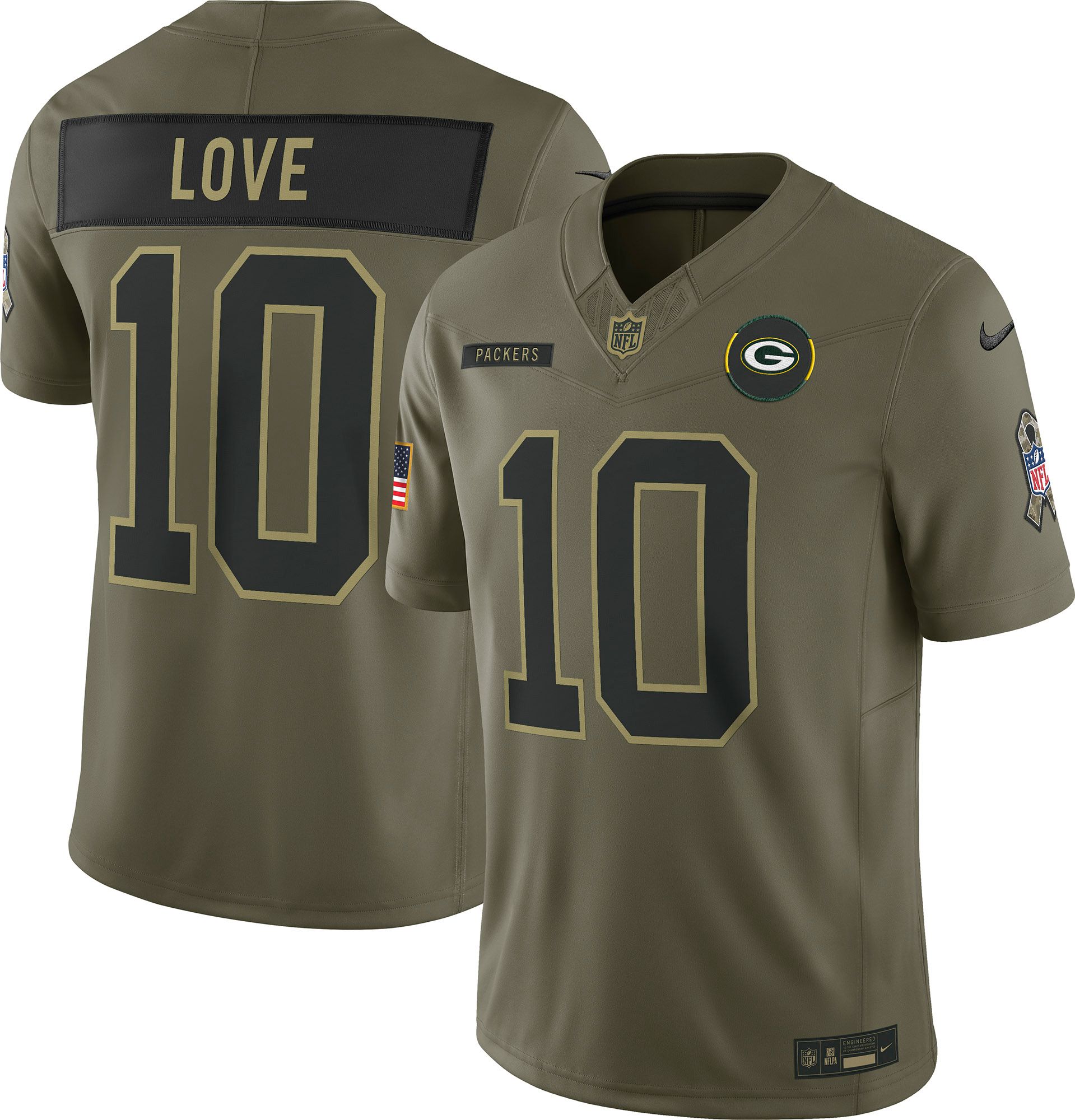 Nike Men's Green Bay Packers Jordan Love #10 Olive Salute to Service Limited Jersey product image