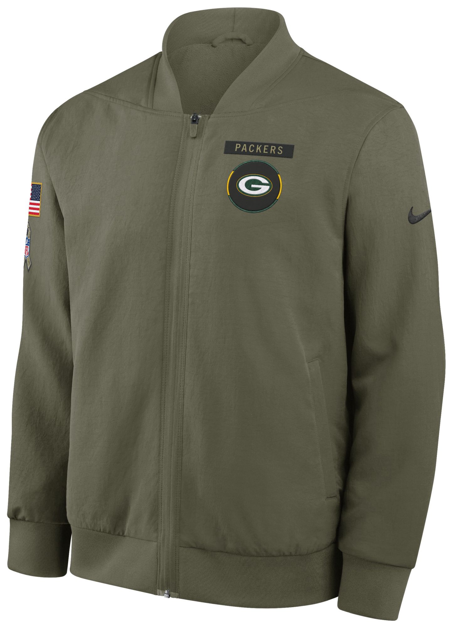 Nike Men's Green Bay Packers Olive Salute to Service 2025 Full-Zip Bomber Jacket product image
